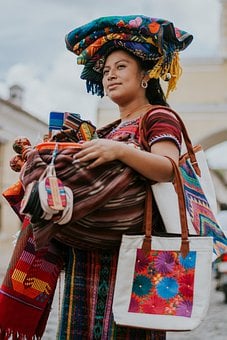 文化, 传统服装, 危地马拉, 卖方, 供应商, 纪念品, 纺织品, 织物, 袋