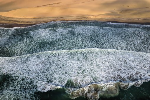纳米比亚, Deferlante, 波, Ecume, 海滩, 海洋, 海, 水